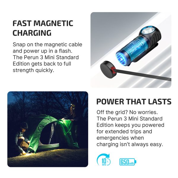 Olight Perun 3 Mini 1250 lumens Rechargeable Head Torch with White and Red Light - Image 5