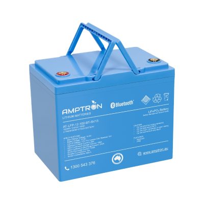 12V 100Ah/200A Continuous Discharge LiFePO4 Compact ABS Battery with Bluetooth
