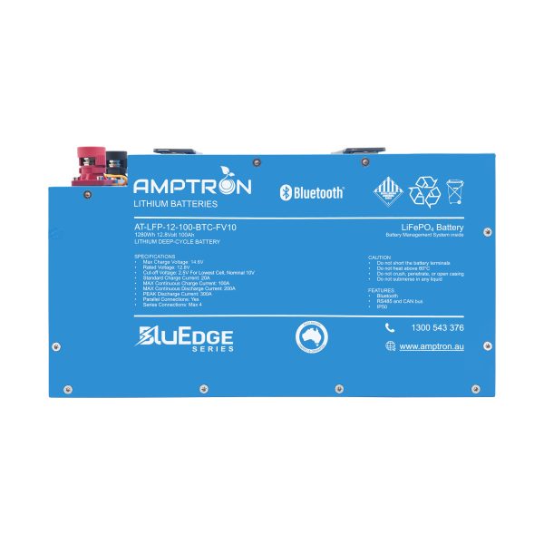 12V 100Ah / 200A Continuous Discharge BluEdge SLIMLINE LiFePO4 Battery with Bluetooth + RS485 + CANbus - Image 2