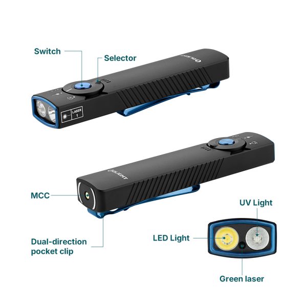 Olight Arkfeld Pro Portable EDC Flashlight With White Light & Green Laser & UV - Image 2