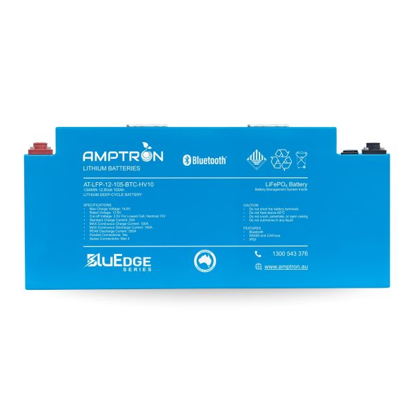 Amptron BluEdge 12V 105Ah 180A LiFePO4 Lithium Blade Battery – Deep Cycle with Bluetooth, RS485 & CAN Bus - Image 3