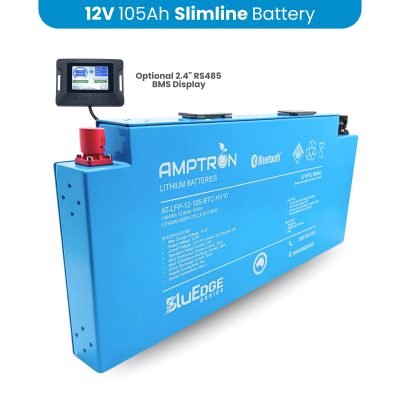Amptron BluEdge 12V 105Ah 180A LiFePO4 Lithium Blade Battery – Deep Cycle with Bluetooth, RS485 & CAN Bus