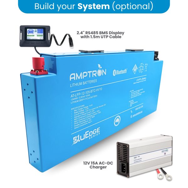 Amptron BluEdge 12V 105Ah 180A LiFePO4 Lithium Blade Battery – Deep Cycle with Bluetooth, RS485 & CAN Bus - Image 5
