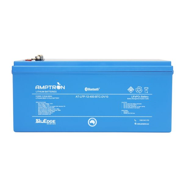 Amptron BluEdge 12V 400Ah 300A LiFePO4 Lithium Battery – Deep Cycle with Bluetooth, RS485 & CAN Bus - Image 4