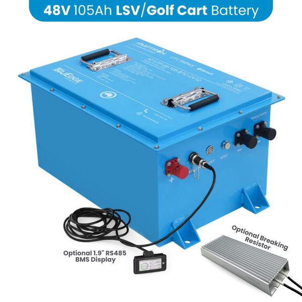 48V 105Ah/180A LiFePO4 Smart BluEdge LSV Lithium Battery with Brake Resistor Feature